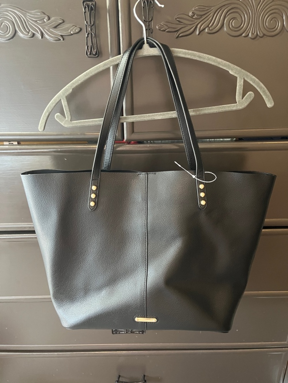 Rebecca Minkoff - Elegant Black Tote with Gold Stud Details